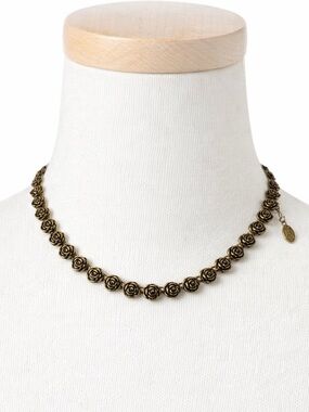 Vintage Rose Link Necklace - Antique Gold